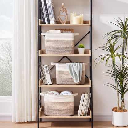 OIAHOMY Storage Basket, Woven Baskets for Storage, Cotton Rope Basket for toys,Towel Baskets for Bathroom - Pack of 3, Gradient Yellow