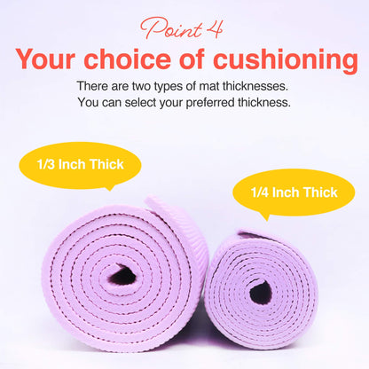 Primasole Yoga Mat with Carry Strap for Yoga Pilates Fitness and Floor Workout at Home and Gym 1/4 thick (Quartz Purple Color) PSS91NH004A