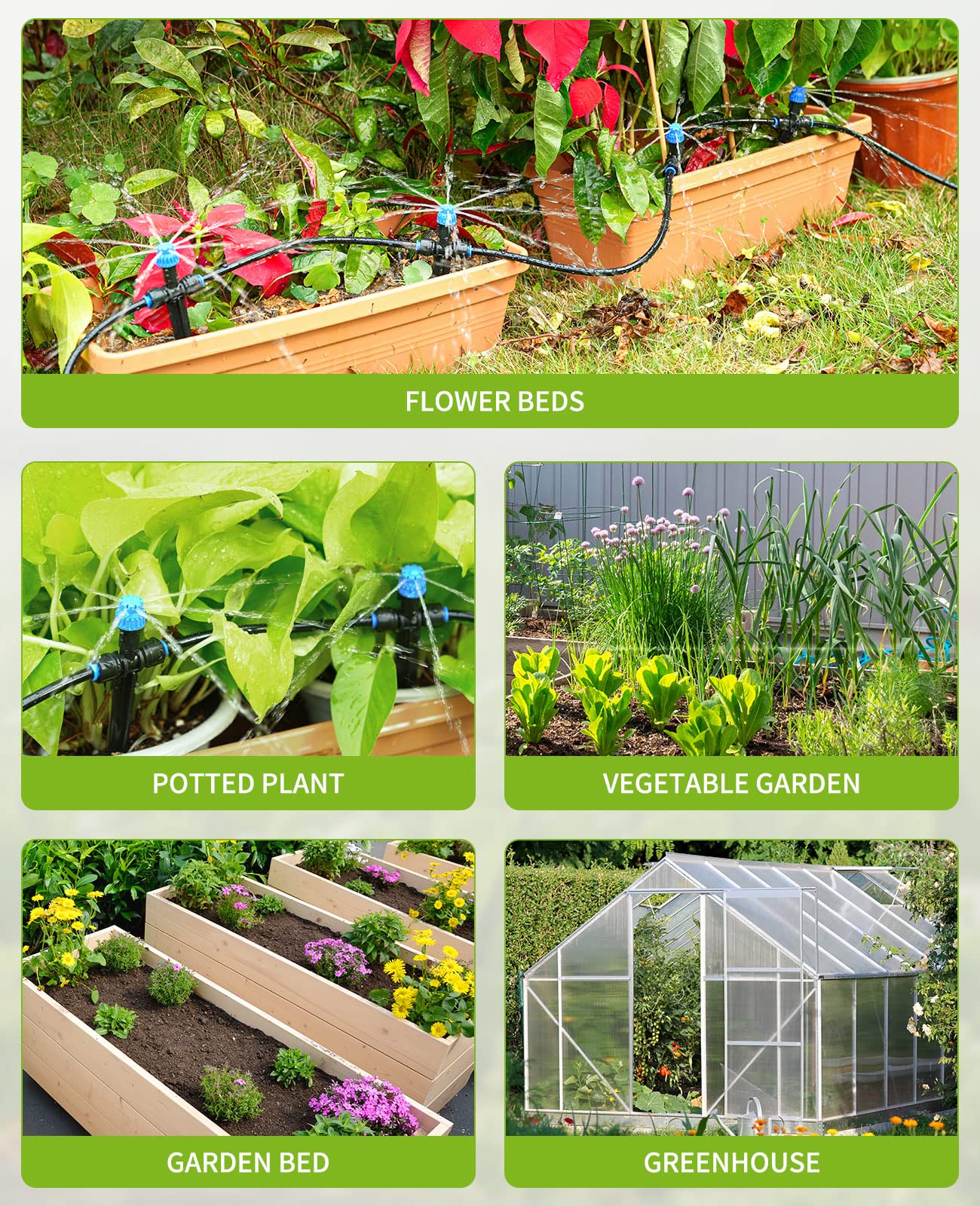 HIRALIY 50FT Garden Watering System, Drip Irrigation Kits for Plants, New Quick Connector, Blank Distribution Tubing, Saving Water Automatic Irrigation Equipment for Patio Lawn