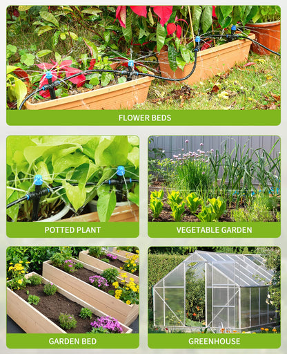 HIRALIY 50FT Garden Watering System, Drip Irrigation Kits for Plants, New Quick Connector, Blank Distribution Tubing, Saving Water Automatic Irrigation Equipment for Patio Lawn