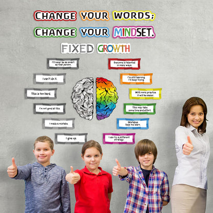 Outus 22 Pieces Growth Mindset Bulletin Board Classroom Growth Mindset Posters Banners Teacher Educational Poster Positive Sayings Display for Elementary Middle School Nursery Bedroom(Light Color)