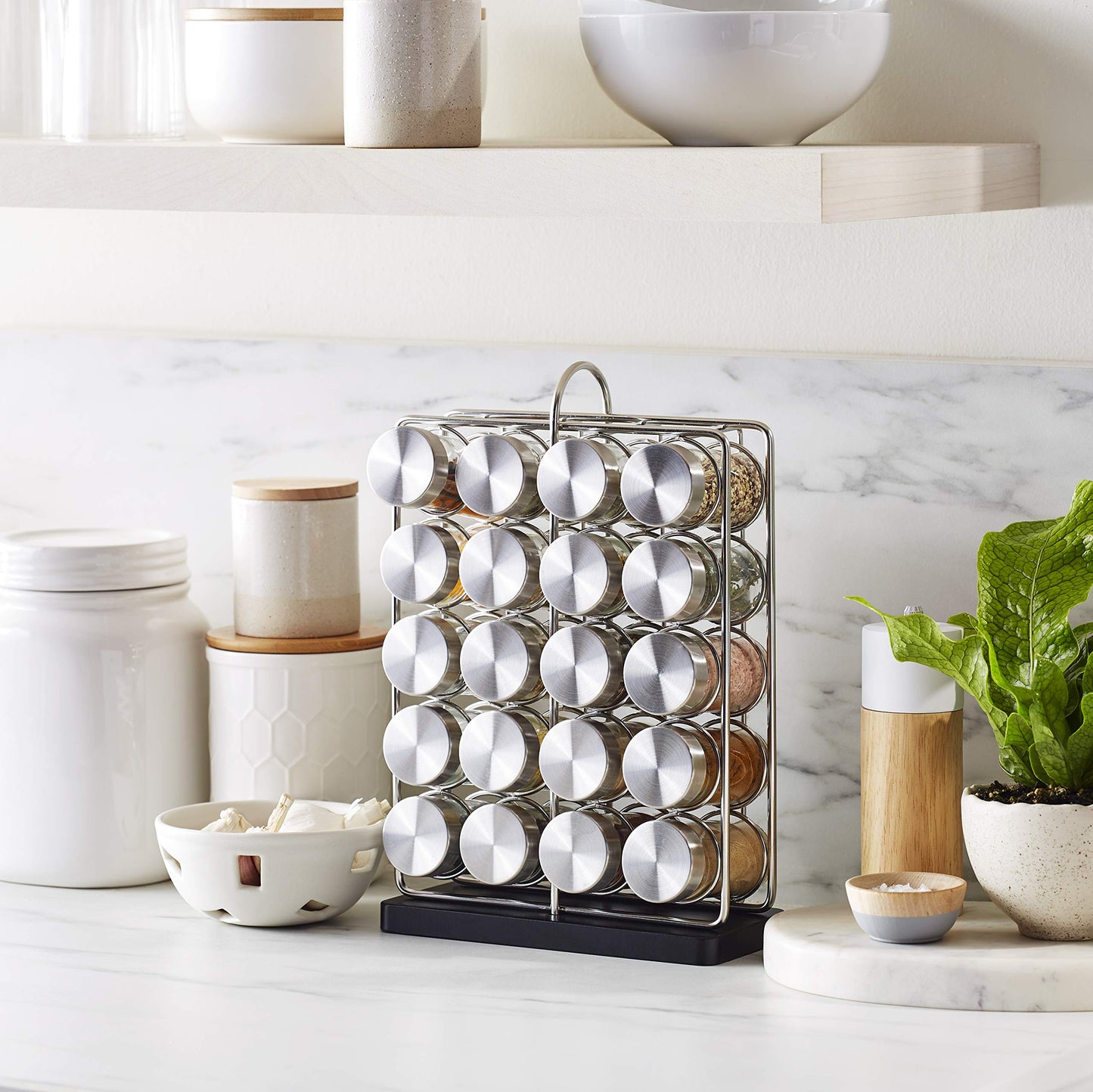 Amazon Basics 20 Jars Spice Organizer Rack, Silver