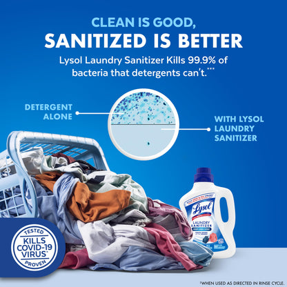 Lysol Disinfectant Laundry Sanitizer & Scent Booster, Laundry Detergent Additive, Color Safe Bleach Alternative, Laundry Odor Eliminator, Kills Bacteria & Viruses, Crisp Linen Scent, 90 Fl Oz