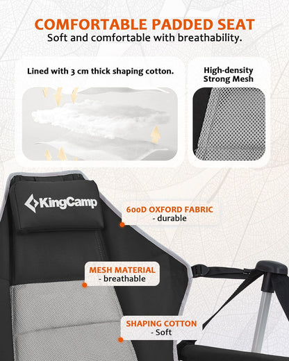 KingCamp Hammock Chair with Footrest, Swinging Portable Folding Camping Chairs for Adults MAX 400lbs Heavy Duty Foldable Oversized Rocker with Cup Holder Pillow for Outdoor Beach Patio Sport Lawn