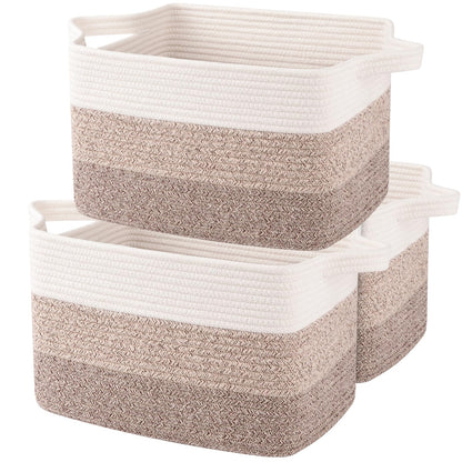 OIAHOMY Storage Basket, Woven Baskets for Storage, Cotton Rope Basket for toys,Towel Baskets for Bathroom - Pack of 3, Gradient Yellow