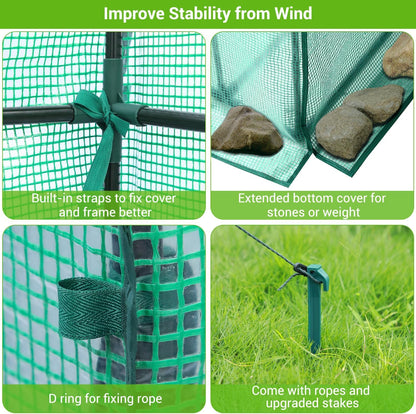 Ohuhu Greenhouse for Outdoors with Screen Windows, 57 x 57 x 76'' Walk in Plant Greenhouses Heavy Duty with Durable PE Cover, 3 Tiers 12 Shelves Stands Plastic Portable Green House with Shelf Clips