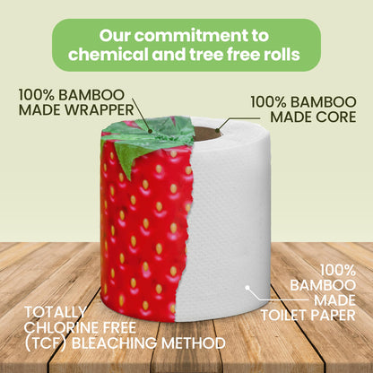 Gaias Premium and Soft Fruit TP Organic Bamboo Toilet Paper | 24 Mega Rolls, 3 Ply, 370 Sheets | FSC Certified, PFAS & BPA Free, Eco-Friendly, Sustainable Tissue - Plastic Free, Septic Safe, Vegan