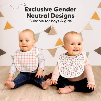 8-Pack Organic Baby Bibs for Boys, Girls - Soft Cotton Drooling and Teething Bibs for Baby Girl & Boy, Extra Absorbent, Easy To Clean & Put On for Toddler, Newborn, Infant 0-24 Months (Sweet Charm)