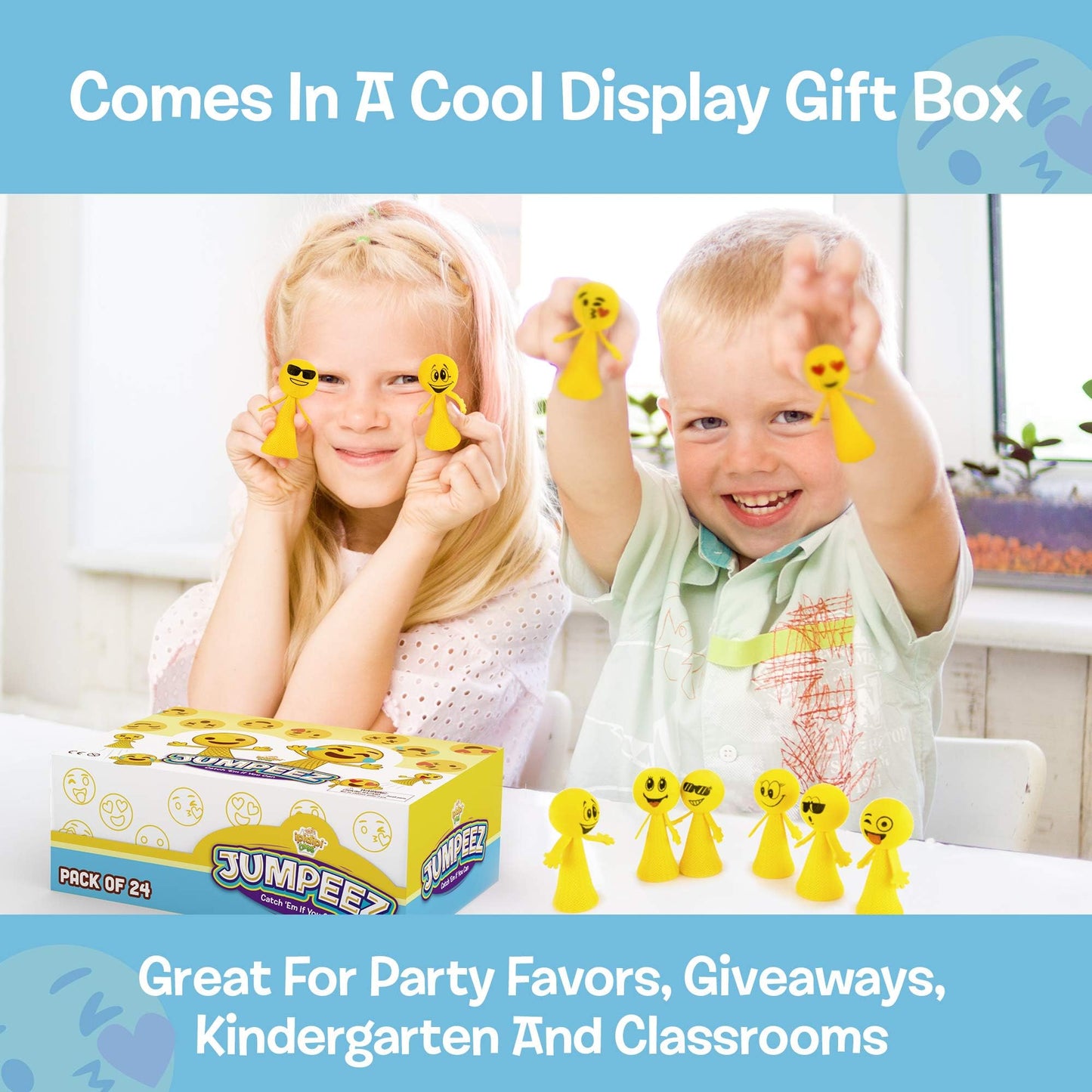 IPIDIPI TOYS Jumpeez Emoji Rocket Poppers – 24-Pack Spring Launcher Toys for Kids – Ideal Birthday Party Favors, Goodie Bag Stuffers, School Prizes, Classroom Rewards for Boys & Girls