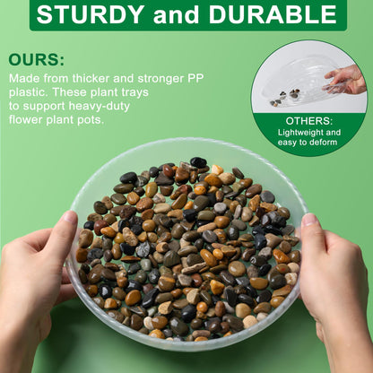 Plant Saucer Tray - 6 Pack 10 Inch Plastic Plant Trays for Pots with Plant Tray Design - Clear Plant Saucers for Outdoors and Indoors Use - Plant Pot Saucers for Potted Plants - Plant Drip Trays