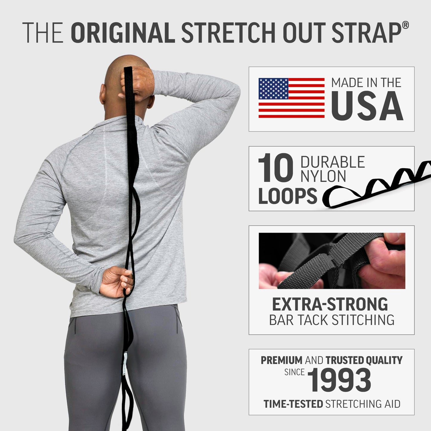 OPTP The Original Stretch Out Strap with Exercise Poster, USA Made Top Choice Stretch Out Straps for Physical Therapy, Yoga Stretching Strap or Knee Therapy (XL)