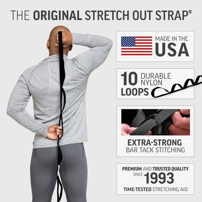 OPTP The Original Stretch Out Strap with Exercise Poster, USA Made Top Choice Stretch Out Straps for Physical Therapy, Yoga Stretching Strap or Knee Therapy (XL)