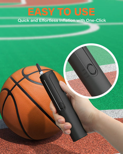 Pumteck Electric Air Ball Pump: Portable Fast Inflation Pump with LED Light for All Sports Balls Basketball Soccer Football Volleyball Exercise Accessories with 2 Needles and Storage Bag