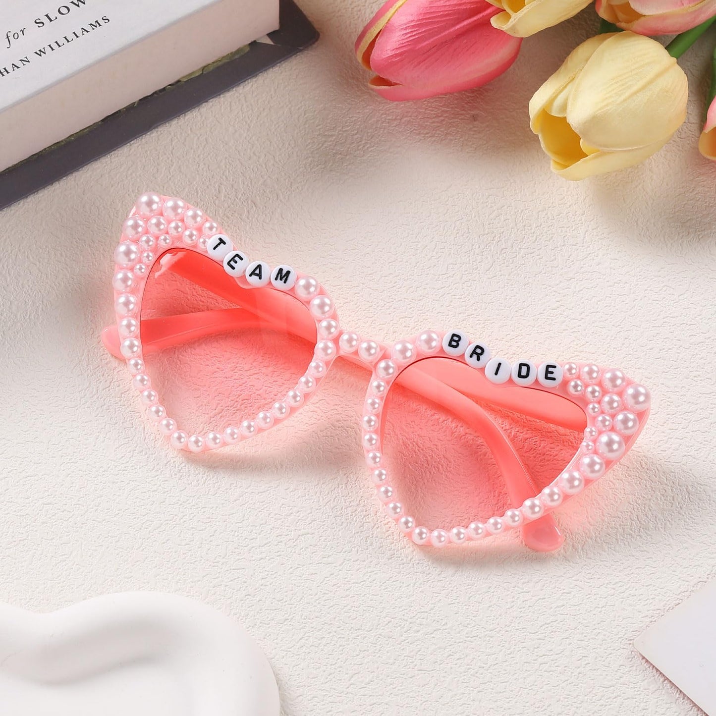 Etercycle Team Bride Sunglasses, Bridesmaid Proposal Gifts Heart Shaped Glasses, Pink Women's Sunglasses Bridal Engaged Gift For Bachelorette Party Favors