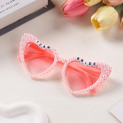 Etercycle Team Bride Sunglasses, Bridesmaid Proposal Gifts Heart Shaped Glasses, Pink Women's Sunglasses Bridal Engaged Gift For Bachelorette Party Favors