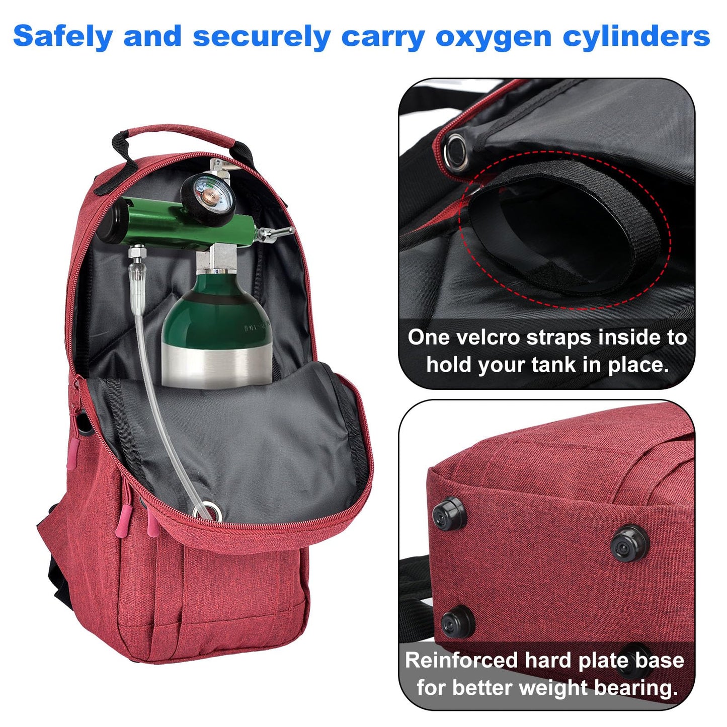 iGuerburn Small Oxygen Tank Backpack for Size M2, A/M4, ML6, B/M6, M7, C/M9, Portable Oxygen Backpack Cylinder Bag O2 Tank Carrier Holder for Travel (Not for Size D Tanks)