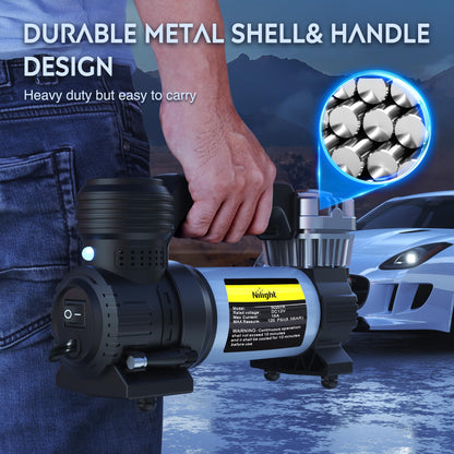 Nilight Portable Air Compressor Tire Inflator 12V Heavy Duty 120PSI Metal Pump Double Cylinder Digital Pressure Fast Inflate Auto Shutoff for Car SUV Motorcycle