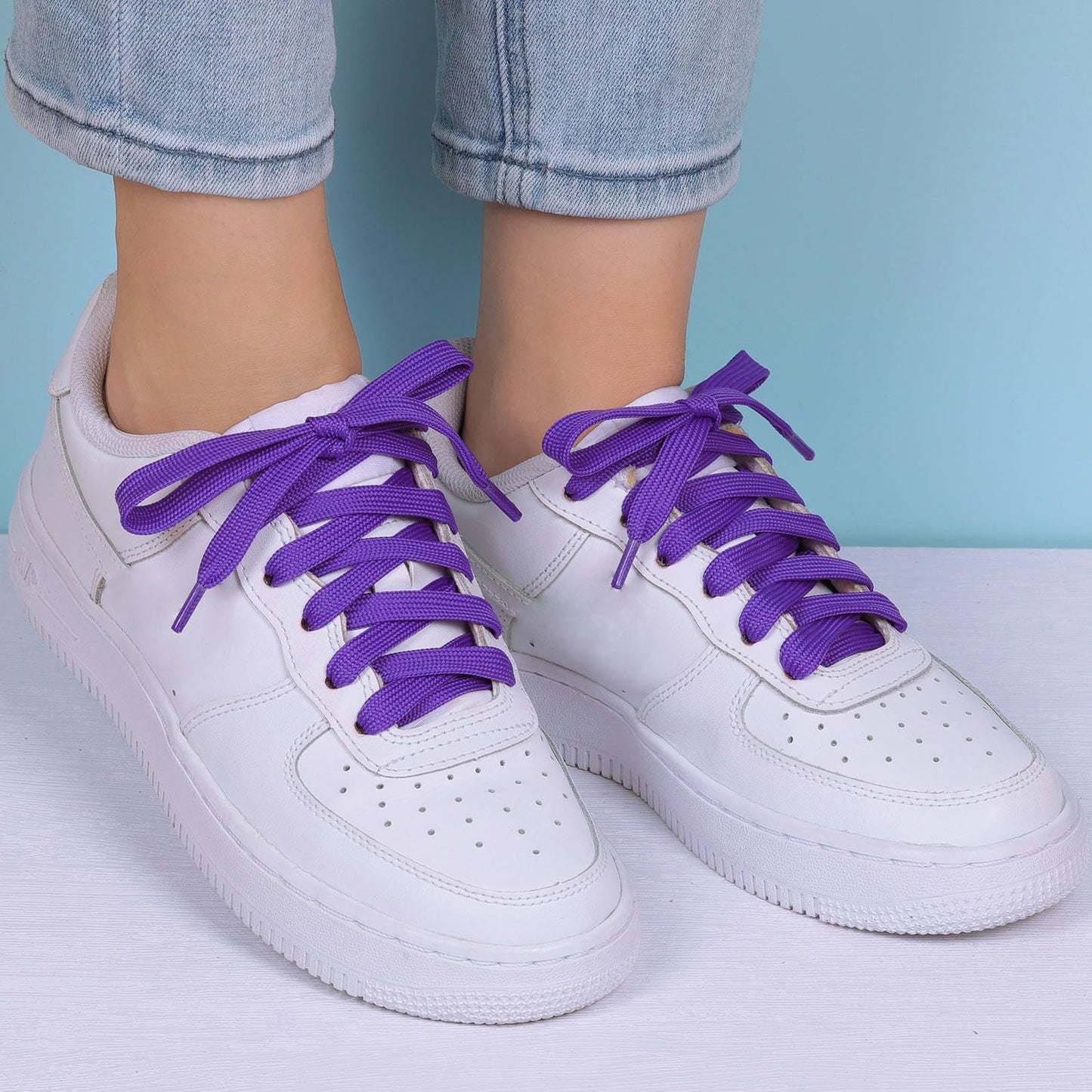 Olukssck 1 Pair Flat Shoe Laces for Sneakers, 2/5" Wide Athletic Shoelaces Dark Purple 28 inch(71cm)