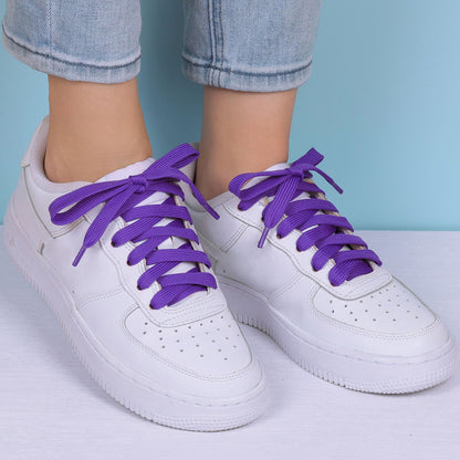 Olukssck 1 Pair Flat Shoe Laces for Sneakers, 2/5" Wide Athletic Shoelaces Dark Purple 28 inch(71cm)