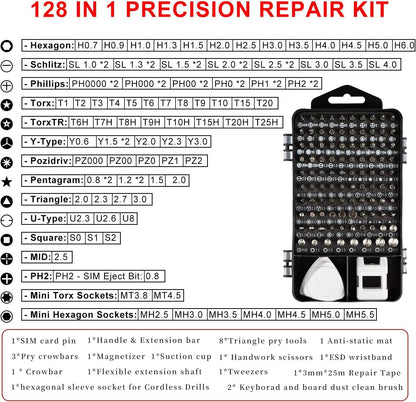 Precision Screwdriver Kit, Electronics Repair Tool Set with Clean Brush, Tool Gifts for Men, Repair for Electronics,Macbook, Laptop, PC, RC, PS5, iphone,Jewelers, XBOX, Glasses