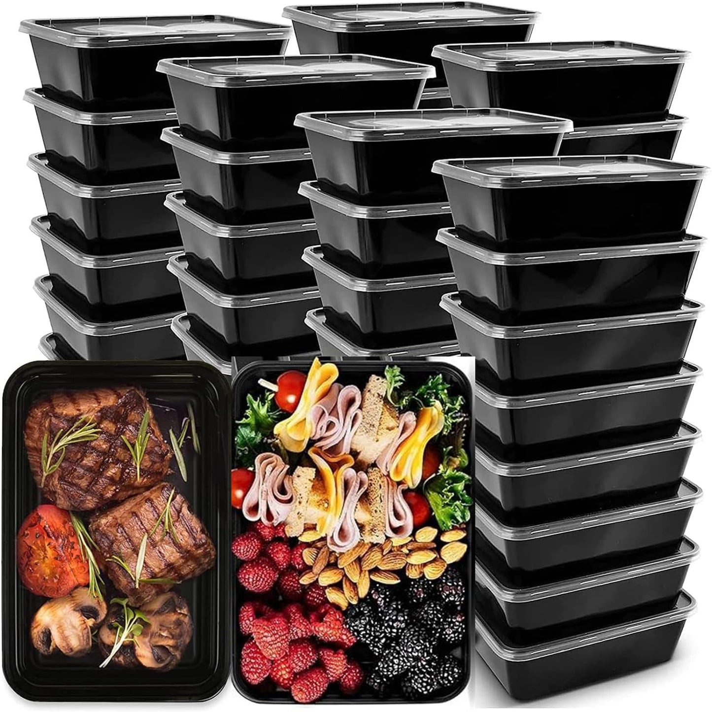 IUMÉ 50-Pack Meal Prep Containers, 26 OZ Microwavable Reusable Food Containers with Lids for Food Prepping, Disposable Lunch Boxes, Plastic Food Boxes- Stackable, Freezer Dishwasher Healthy