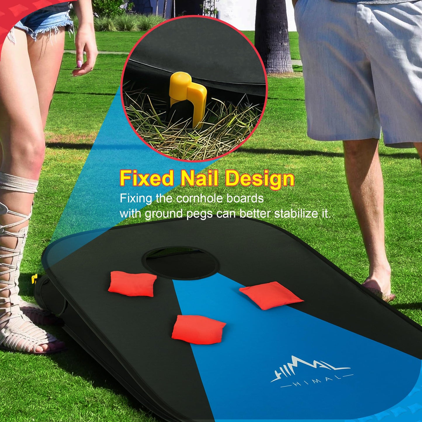 Himal Collapsible Portable Corn Hole Boards with 8 Cornhole Bean Bags (3 x 2-feet)