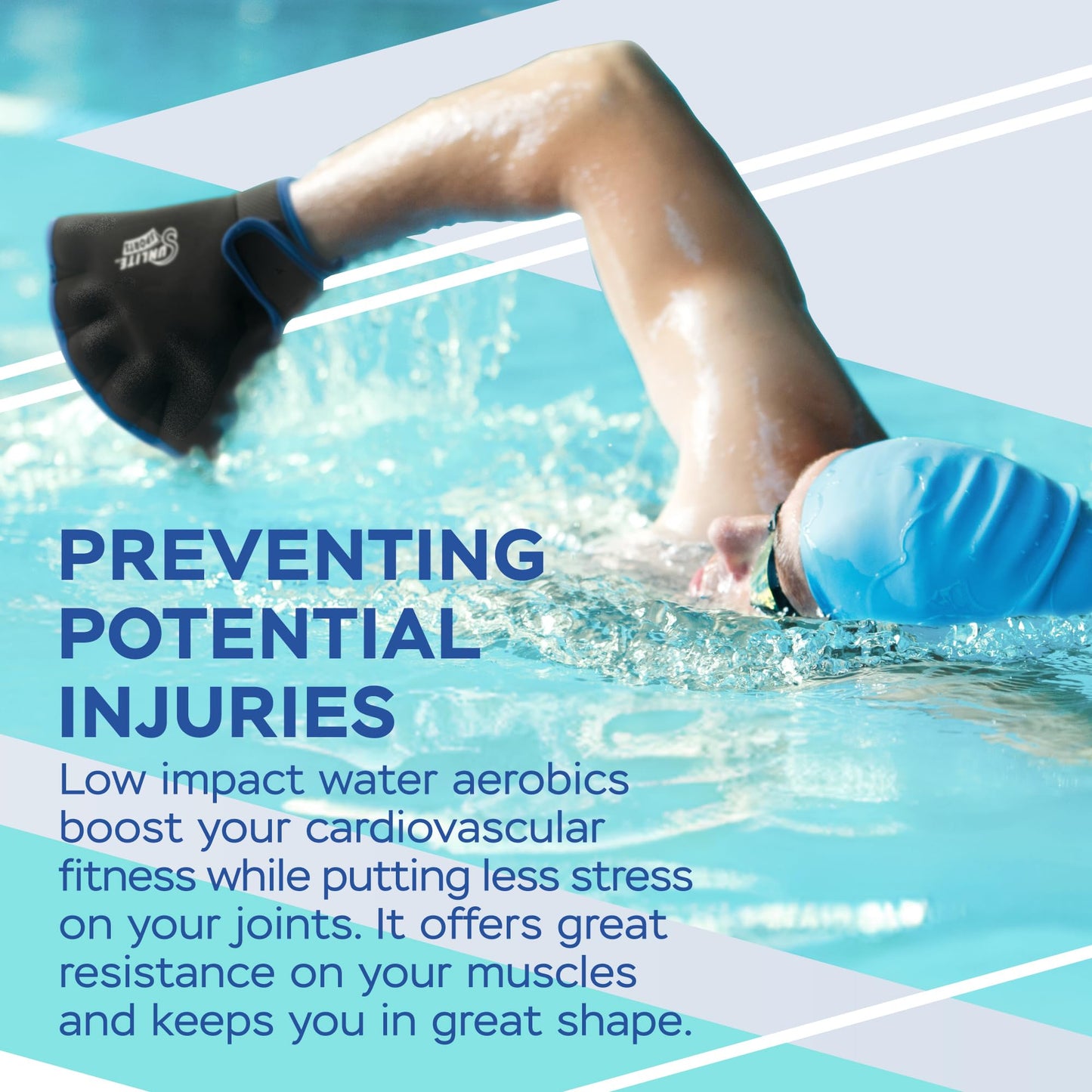 Sunlite Sports Water Workout Combo Set, High Density Water Weights for Pool Exercise, Swim Belt, Aerobics Equipment, Aqua Jogger Belt, Pool Fitness, Aqua Therapy & Exercise