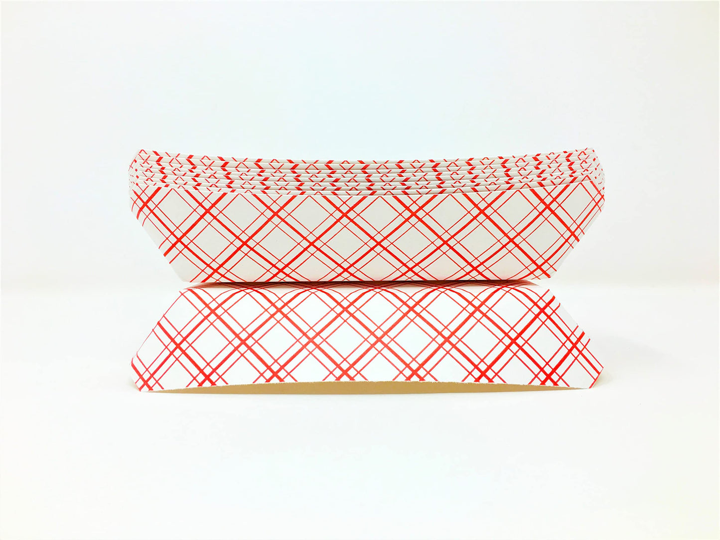 Mr Miracle 7 Inch Paper Hot Dog Tray in Red White Pattern. Pack of 100. Disposable, Recyclable and Fully Biodegradable. Made in USA