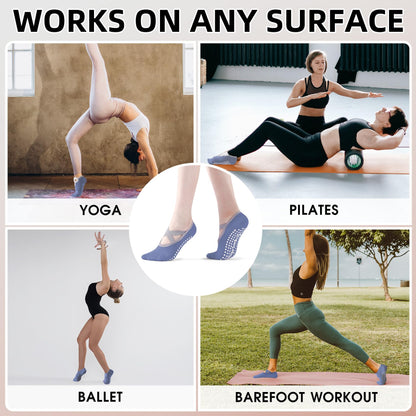 Minmex Yoga Socks for Women-1 Pairs Thin Non Slip Grip Socks with Straps for Pilates,Ballet, Dance, Barefoot Workout Purple