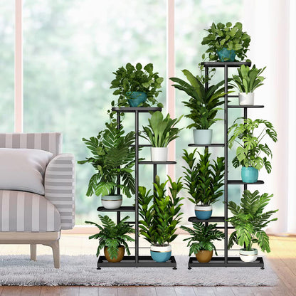 LINZINAR Plant Stand Indoor Outdoor Metal 4 Tier 5 Potted Multiple Flower Pot Holder ShelfPlanter Display Shelving Unit for Patio Garden Corner Balcony Living Room