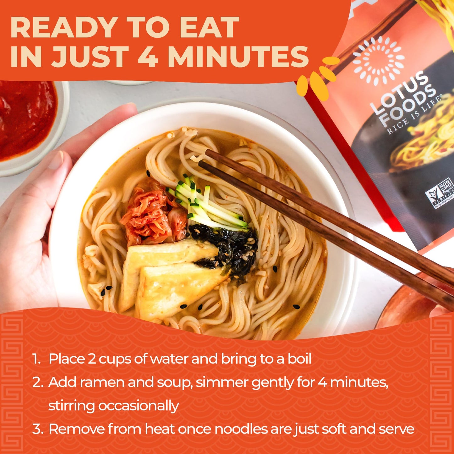 Lotus Foods Bulk Food Organic Millet & Brown Rice Ramen Noodles with Red Miso Soup, Gluten-Free Easy to Cook & Healthy Japanese Noodles with Instant Gourmet Broth, 2.8 Oz (Pack of 10)