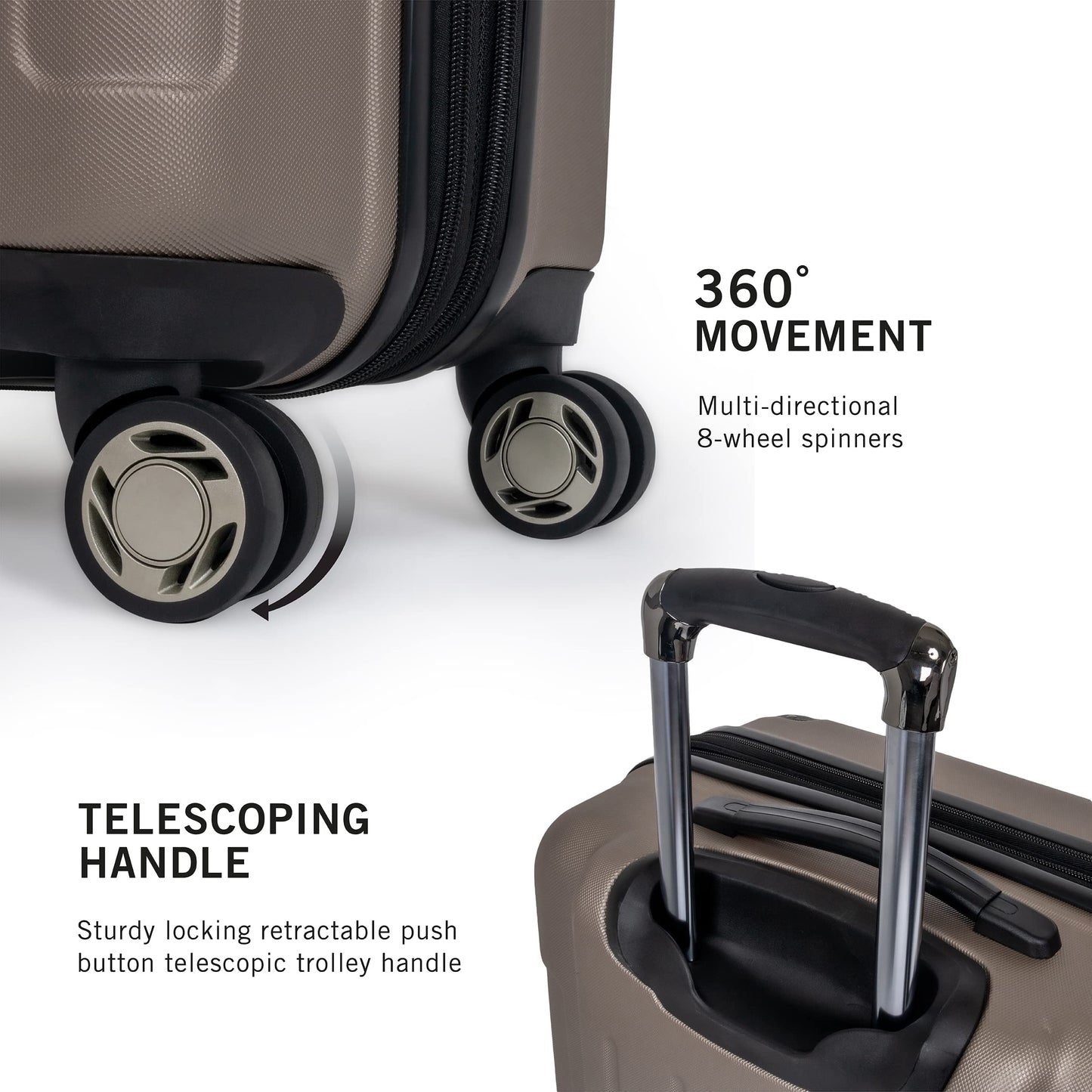 Kenneth Cole REACTION Renegade Luggage Expandable 8-Wheel Spinner Lightweight Hardside Suitcase, Champagne, 3-Piece Set (20"/24"/28")