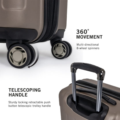 Kenneth Cole REACTION Renegade Luggage Expandable 8-Wheel Spinner Lightweight Hardside Suitcase, Champagne, 3-Piece Set (20"/24"/28")