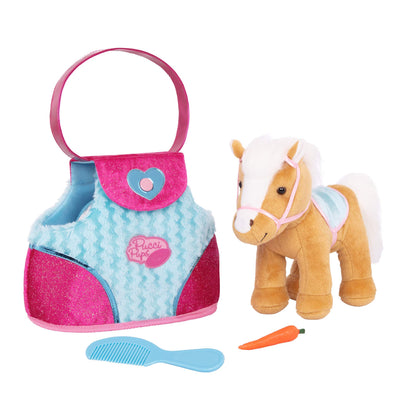 Pucci Pups – Plush Horse – Dog Carrier – Heart & Stripes Bag & Pony – Comb & Purse – Stuffed Animal – 2+ Years