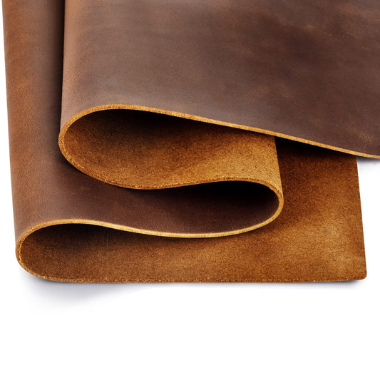 Genuine Leather Tooling Sheets 1.8-2.0MM Thick Full Grain Oil Tan Crazy Horse Cowhide Leather Sheets for Crafts Tooling Sewing Wallet Earring Hobby (Brown, 8"x12")