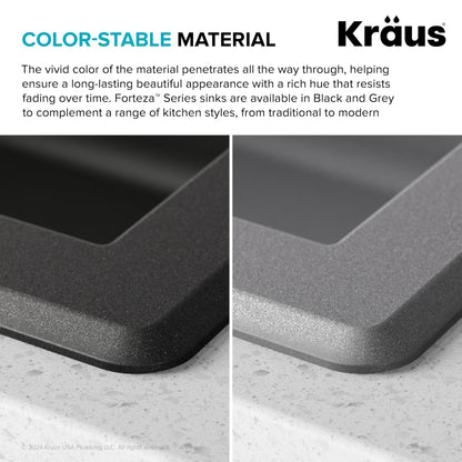 KRAUS Forteza 33-inch Drop In/Undermount Single Bowl Granite Kitchen Sink in Black, KGD-54BLACK