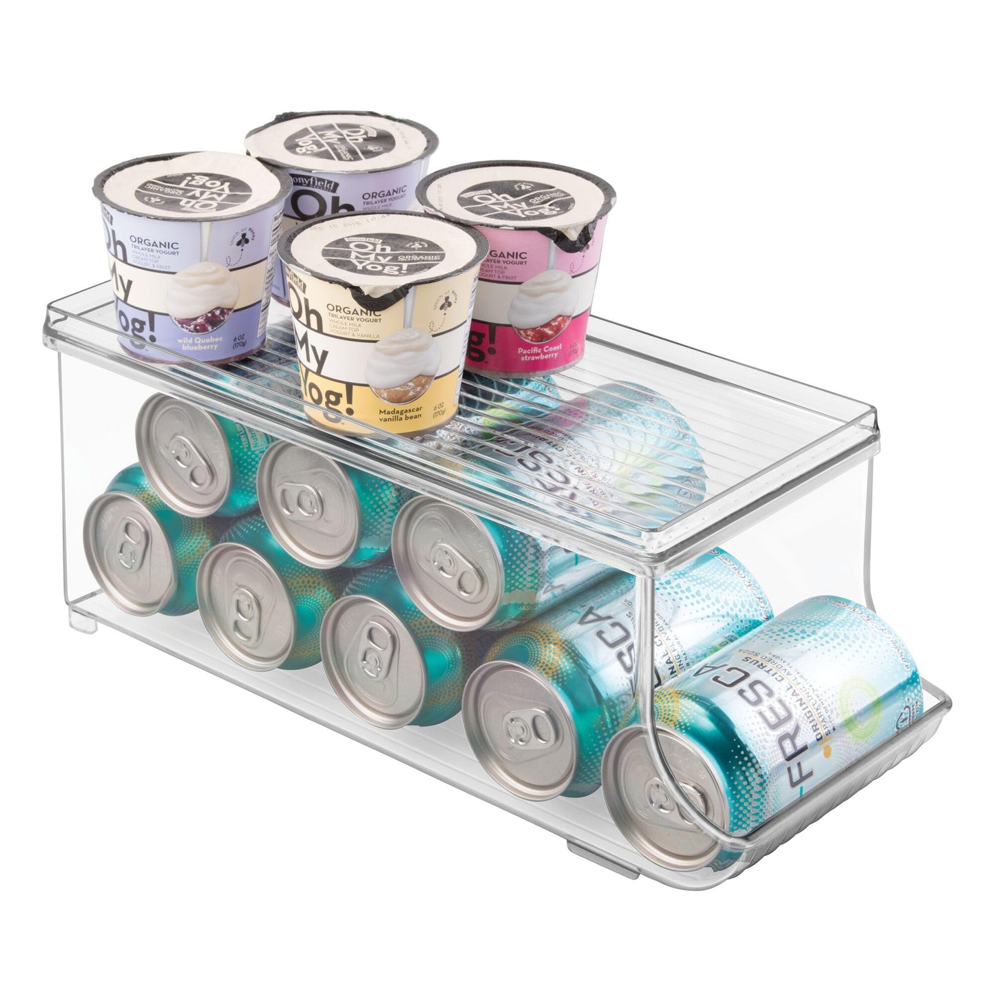 iDesign Soda Can Organizer with Lid for Pantry or Refrigerator - Clear - Made in USA