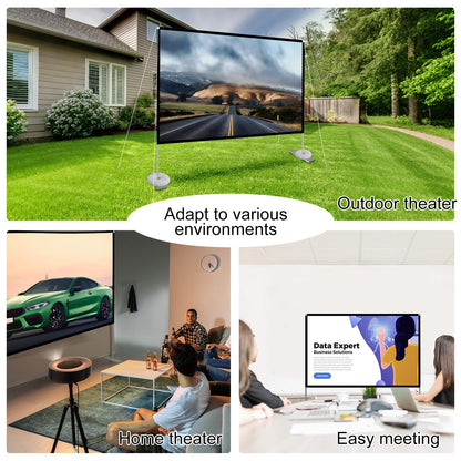 Outdoor Projector Screen with Stand 100 Inch: Portable Projection Screen 16:10 4K HD Outdoor Movie Screen with Carry Bag for Home Backyard Theater