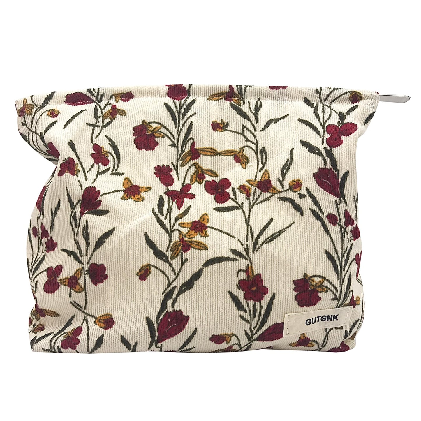 GUTGNK Corduroy Ladies Cosmetic Bag, Large Capacity Canvas Cosmetic Bag Travel Toiletry Bag Accessories Organizer, Morning Glory