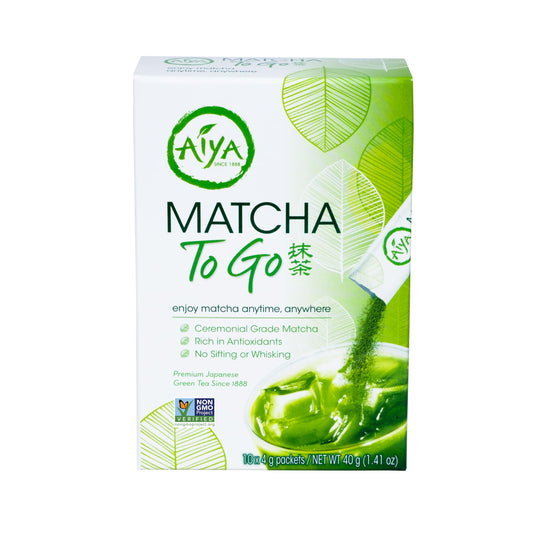 Aiya Matcha To Go Single Serve Packs - Ceremonial Grade Pure Matcha Green Tea Powder (10 Count)