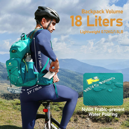 N NEVO RHINO Hydration Backpack, 18L Multipurpose Hiking Backpack with 3L Water Bladder, Water Backpack Insulated Hydration Pack Ideal for Hiking and Cycling