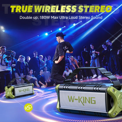 W-KING Bluetooth Speaker, 90W Max Portable Loud Speakers Wireless, IPX6 Waterproof Outdoor Speaker, 50W Deep Bass/2 Powerful Subwoofer/40H/Power Bank/Dual Pairing/EQ/TF/AUX/NFC for Camping,Pool,Party