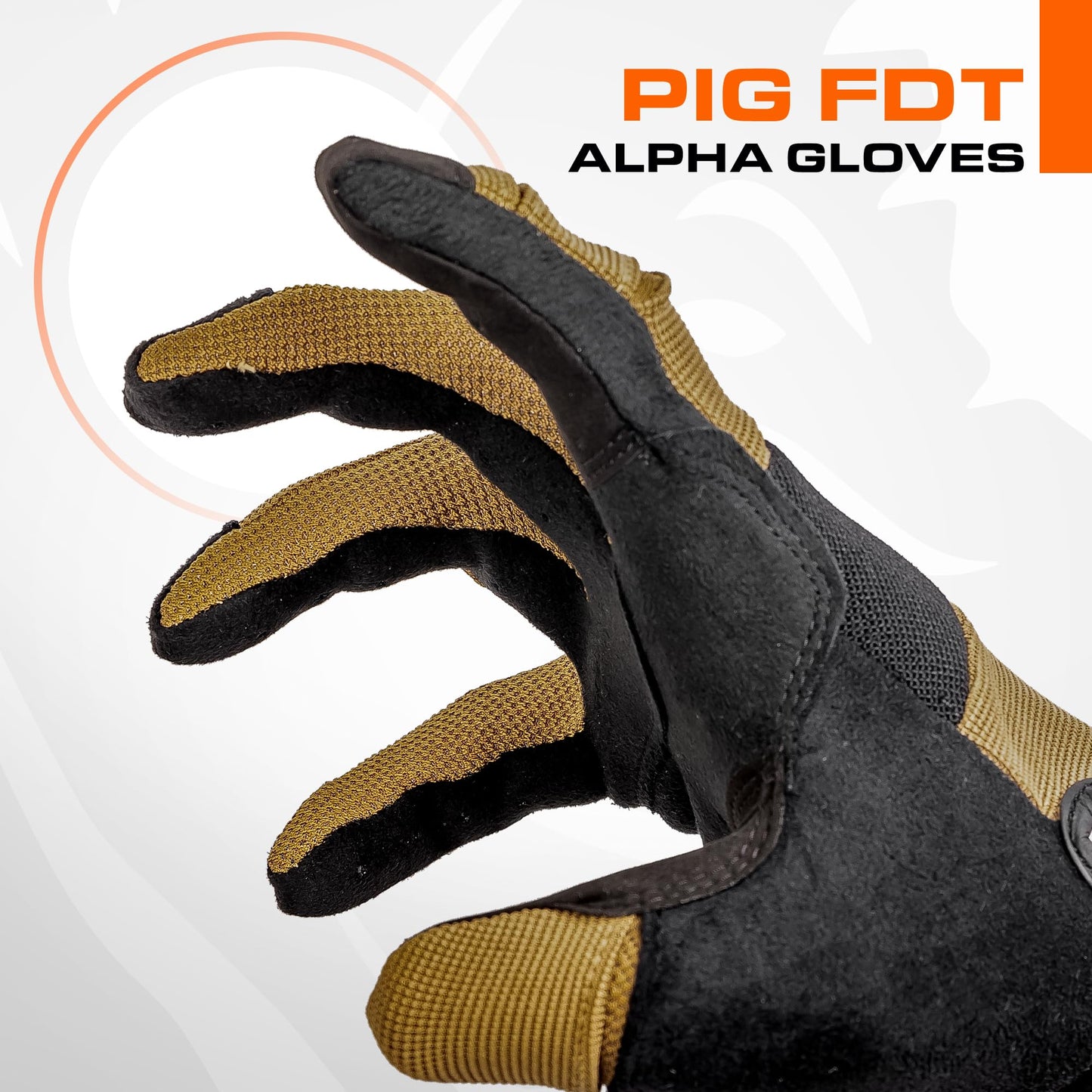 PIG Alpha Full Dexterity Tactical Gloves for Shooting, Touchscreen Compatible, Breathable, 1 Pair, Coyote Brown, Large
