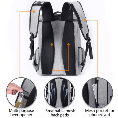 FORICH Backpack Cooler Leakproof Insulated Waterproof Backpack Cooler Bag, Lightweight Soft Beach Cooler Backpack for Men Women to Work Picnics Camping Hiking, 30 Cans(Grey)