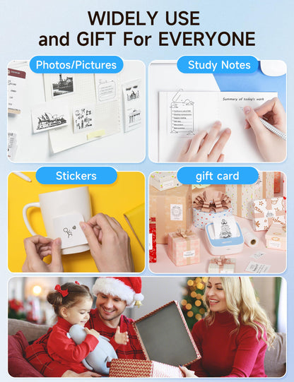 iDPRT Portable Sticker Maker Machine with 1 Roll Sticker Paper, Mini Printer Efficiently and Quickly, Thermal Printer for Study Notes, Pictures, DIY, Label, Free App with Multiple Templates, Blue
