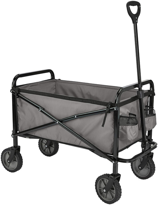Amazon Basics Collapsible Folding Heavy Duty Utility Wagon for Outdoor Sports, 265 pounds Weight Capacity, Camping, Garden, and Shopping, 27.6 x 40.9 x 20 inches, Gray