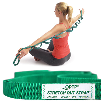 OPTP The Original Stretch Out Strap with Exercise Poster, USA Made Top Choice Stretch Out Straps for Physical Therapy, Yoga Stretching Strap or Knee Therapy Strap