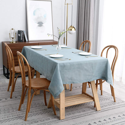 maxmill Lux Faux Linen Tablecloth with Slubby Yarn Textured Weaves Wrinkle Free Anti-Shrink Soft Table Cloth for Kitchen Dining Tabletop for Outdoor and Indoor Use Rectangle 60 x 104 Inch Slate Blue