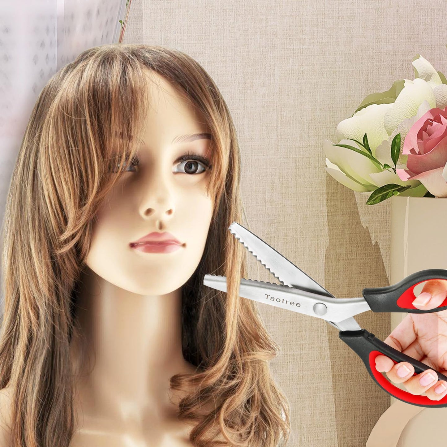 Pinking Shears for Fabric Cutting, Taotree 9.5" Sewing Scissors, Zig Zag Craft Scissors Decorative Edge, Fabric Sewing Supplies, Professional Handheld Dressmaking Arts Crafting Scrapbooking Supplies