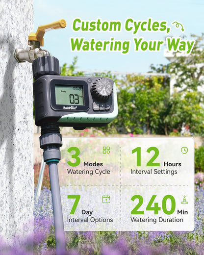 RAINPOINT Sprinkler Timer Outdoor, Water Timer for Garden Hose, Programmable Watering Irrigation Timer with Rain Delay/Manual, V2, 2024 Release(Plastic)
